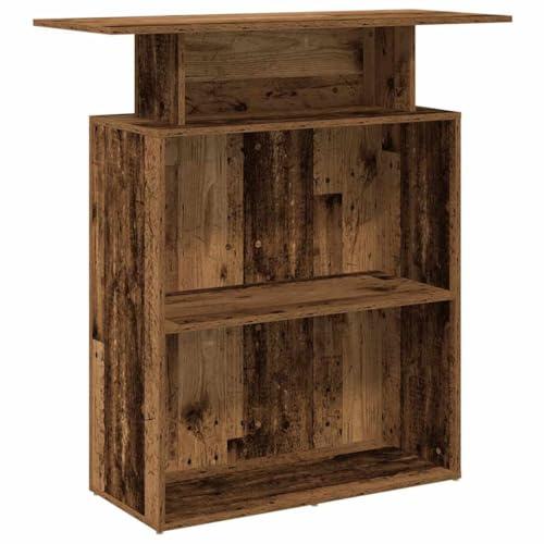 ULUYYUC Empfangstheke Altholz 100x40x104 cm Bürotisch mit Tresen & Regal für Büro Hotel Klinik Salon Kleiner Schreibtisch