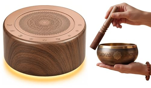 Kipcush Tibetische Meditationsschalen-Klangmaschine – 11 Klangschalen in verschiedenen Größen für Yoga, Meditation, Chakraheilung, Klangtherapie und Stressabbau, mit Timer und Netzanschluss
