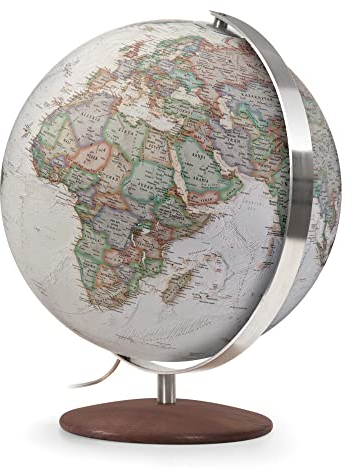 Fusion 3001 Executive: National Geographic Fusion 3001 exe: Leuchtglobus 30 cm, Antikdesign von National Geographic, Edelstahlmeridian, Echtholzfuß Thermoesche (Alter Globus)