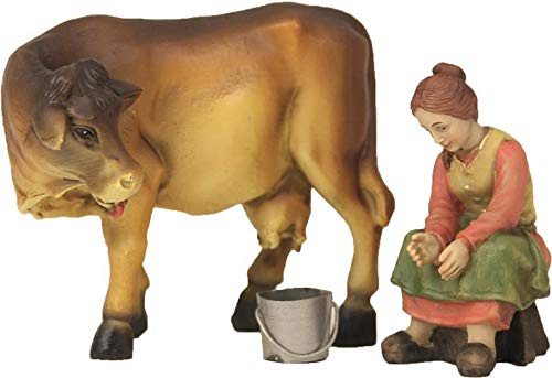 Dekop Bäuerin mit Kuh beim Melken, geeignet für 9cm Krippenfiguren (44635100167)