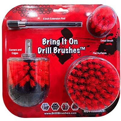Drill Brush Attachment Set Three Brushes| Bring It On Power Scrubber Brush Cleaning Kit | Plus 6 Inch Extension, Use On Grout, Cars, Bathroom Surfaces, Tile, Baseboard, Shower and Tubs