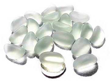 Molinter Kieselsteine Dekosteine Dekogranulat Kies Flußkies Gerundet Mini Glas Steine für Garten Aquarium Gehweg Dekoration 1KG (Weiß)