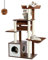 PAWZ Road Arbre à Chat en Bois Design Plateforme Arbre a Chat Moderne avec Tunnel Suspendu 130cm (Marron)