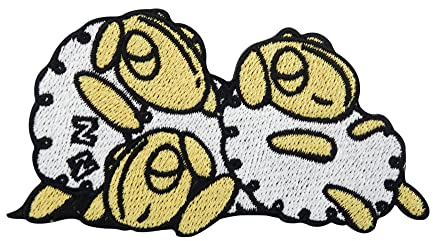 Finally Home Schlafende Schafe Patch zum Aufbügeln | Tier Patches, Schaf Bügelbild, Flicken, Lustige Aufbügler, Kinder Bügelpatch, Tiere Aufnäher