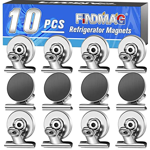 10 Stück Kühlschrankmagnete, Silber Kratzfreie Magnete mit Klammer, Whiteboard Magnet für Magnettafel, Magneten Starker Halt, Starke Magnet für Glasmagnettafel, Fotomagnete für Schule Haushalt Büro