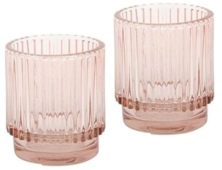 2er Set edle Teelichthalter Teelichtgläser Windlichter in rosa rosé Blush Tisch-Deko Hochzeit Geburtstag Kerzen-Ständer Weihnachten Konfirmation Kommunion & Taufe Ostern Weihnachtsdeko