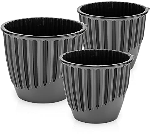 minify Blumentopf-Set mit 3 Größen ⌀149/165/188mm Design-Pflanztöpfe für Innen- und Außenbereich (Anthrazit)