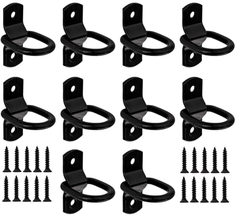 Anillas de Amarre para Remolque, 10 Piezas de Anillos en D, Gancho Anillas de Amarre, Alta Resistencia, Anillo de Sujeción para la Carga en Remolques, Camiones, Coches, Kayak, Barcos