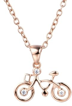 Epinki 9 Karat 375 Gelbgold Damen Kettenanhänger, Fahrrad Halskette mit Moissanit, 18K Gold Statement Kette Anhänger Echtschmuck 45cm