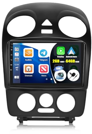 8-Core Android 13 Autoradio für VW Beetle 2004-2010 mit Navi Carplay Android Auto,2G+64G丨9 Zoll Doppel Din Auto Radio Touch Display mit DSP RDS Bluetooth Mirror Link