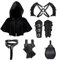 MVFEUIJ Mittelalter Ritter Zubehör, Halloween Mittelalter GüRtel Mönch Gugel Gürtel Tasche Armschienen Retro Zubehör Set, für Cosplay, Zauberer, Halloween (Schwarz)