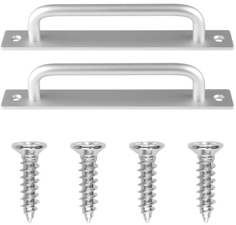 Thyonta 2PCS Simple and High-Grade Stainless Steel Sliding Door Handle No-Punch Cabinet Door Handle with Metal Plate Suitable for Bathroom Cabinets