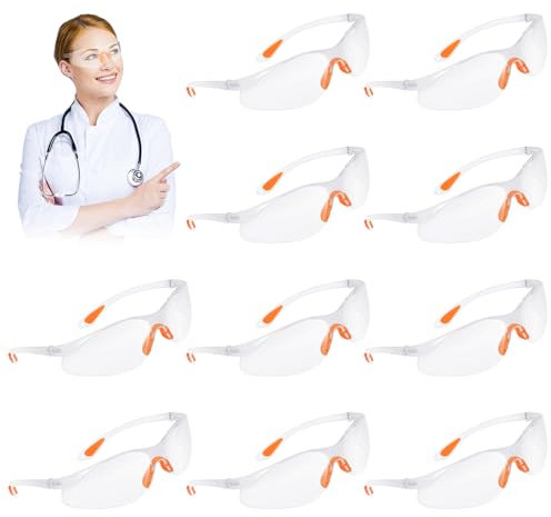 ZWQLZG Schutzbrille Arbeitsschutzbrille 10 Stück Schutzbrille Transparent Arbeitsschutzbrille Labor Sicherheitsbrille Kratzfest für Arbeit Staubdicht Schießsport für Damen/Herren/Kinder