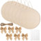 6 Pcs Unfinished Wood Circles for Crafts 35cm/14 Inch Wooden Rounds Blank Round Wooden Door Hanger Sign Round Wooden Discs with Bows, Twine, Glue Point for DIY Craft Christmas Home Decor,5 mm Thick