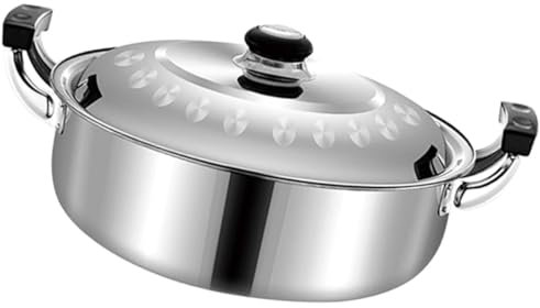 GLEAVI Stainless Steel Double Flavor Hot Pot Two Flavor Hotpot Pot with Lid Lightweight and Easy to Clean Kitchen Accessory for Family Gatherings