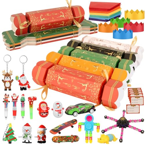 15 Packungen DIY Weihnachten Knallbonbons Kit, Machen Sie Ihre eigenen Knallbonbons Set, Weihnachten Party Favors Papierboxen mit Hüten, Spielzeug, Bändern - Kein Schnappen, lustige