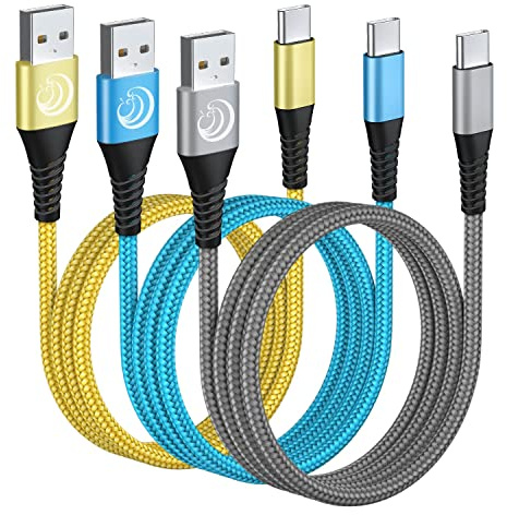 USB C Kabel 3M 3Stück Langes Handy Ladekabel USB C Schnellladekabel Nylon USB Ladekabel für iPhone 15 16 17 Pro Max Plus iPad, USB auf USB C Kabel für Samsung Galaxy S23 S22 S24 A32 A54 Switch PS5