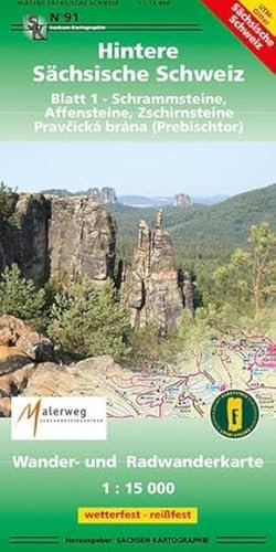 Hintere Sächsische Schweiz Blatt 1 - Schrammsteine, Affensteine, Zschirnsteine: Wander- und Radwanderkarte . 1:15000 GPS-fähig wetterfest, reißfest