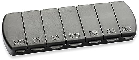 Schramm® Tablettenbox schwarz 11x4 x1,5cm Pillen Tabletten Box 7 Tage Schachtel Tablettendose Pillendose Pillenbox Tablettenboxen Pillendosen Pillen Dose