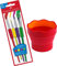Faber-Castell - Wasserbecher Clic und Go, Lernmaterialien, rot + Pinsel Set
