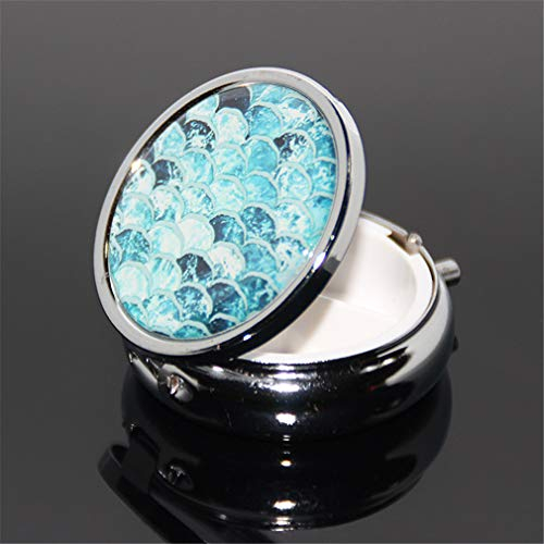 Runde Medikamentendose, tragbar, Mini-Metall-Pillendose 5.1 cm, Reise-kleiner Pillenspender für Geldbörse