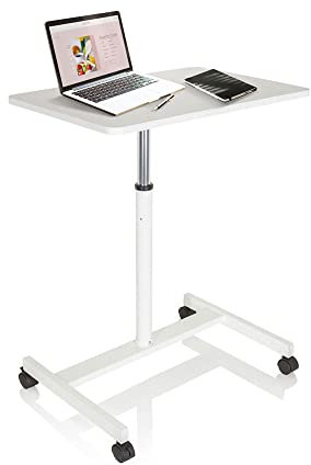 hjh OFFICE 802112 Stehtisch Laptop Stand VM-SU 70x48 cm Weiß Laptopständer Arbeitstisch höhenverstellbar bis 114 cm