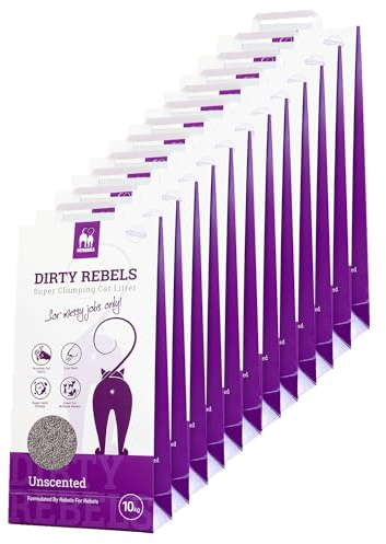 Petrebels Katzenstreu Dirty Rebels, 12x 10 Liter, ohne Duft/Duftneutral, 100% Natürlich, 12er-Pack
