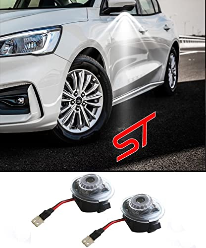 Duleutgnu 2pcs LED Seite unter Spiegel Ghost Projektor Licht Logo Willkommenslicht Auto Ersatz Rücklicht Zubehör Weiße Glaslinse (For New Fo-cus 2018-R)