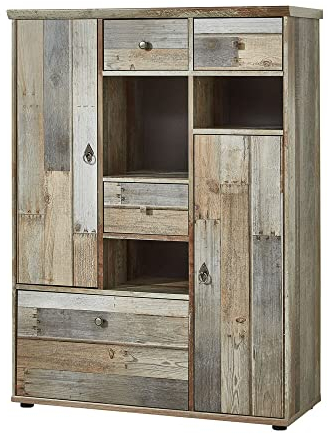 Lomadox Highboard Vintage Driftwood Braun, B/H/T ca. 99/133/39 cm