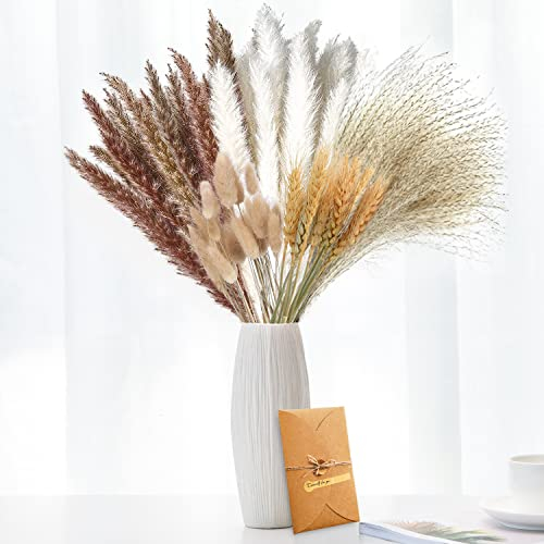 iDattel Pampas Gras Getrocknetes,70 Stück Pampas Gras Deko Natürlich Getrocknetes Pampas Gras Trockenblumen Pflanzen,Dried Flowers für Zuhause Hochzeitsdeko Blumen Arrangements Heim Decor