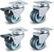 4 Ruedas Dobles para Muebles, 50 MM, 2 con Freno y 2 sin Freno, Carga hasta 400 Kg, Ruedas de Transporte, Ruedas Giratorias en 360°, sin Ruido, Gris
