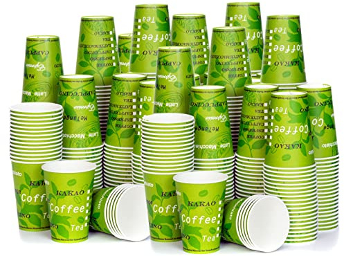 Octopus 500 Kaffeebecher aus Pappe, 180 ml, grüne Bio-Optik, beschichtet | Für Kaffee, Tee, Kakao und kalte Getränke, formstabil, geschmacksneutral und in Deutschland produziert