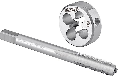Burkit M6,5 x 0,75 Gewindeschneider-Set, rechte Hand | M6,5 x 0,75 Maschinengewindebohrer und runde Schneideisen zum Schneiden oder Reparieren von Gewinden auf Metall.