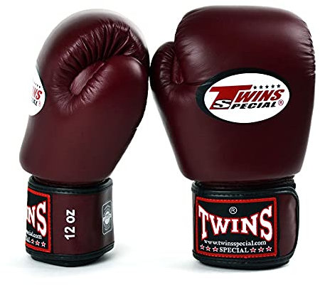 Twins Boxing Gloves BGVL3 Muay Thai Sparring Gloves 10oz 12oz 14oz 16oz Adult Kickboxing Hook & Loop Training Gloves (10oz, Burgundy)