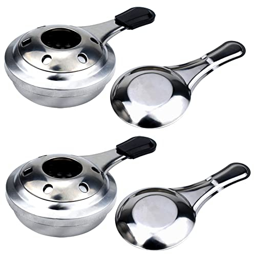 Lixada 2 Stück tragbarer Mini-Alkoholkocher, winddichter Alkoholbrenner aus Edelstahl, Fondue brenner, Campingkocher für Outdoor, Spiritusbrenner Camping Wandern Kochen Tee Kaffee