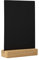 EUROPEL Présentoir de table de luxe style ardoise A5 vertical, pied en bois de chêne certifié FSC, pour marqueur à base d'eau, présentation recto-verso, pour restaurant, hôtel, conférence, festivals