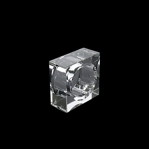 Faotup 1 Stück Transparente 5,1 cm quadratische Glas-Serviettenringe, Kristall-Serviettenringe, klare quadratische Serviettenringe, Weihnachten, Erntedankfest Serviettenringhalter