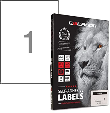 Emerson 210 x 297mm, 1 Stück/Blatt, 100 Blatt A4 Universal selbstklebende Etiketten Etiketten Selbstklebend Aufkleber zum Beschriften Etiketten zum Beschriften Aufkleber für den Etikettendruck