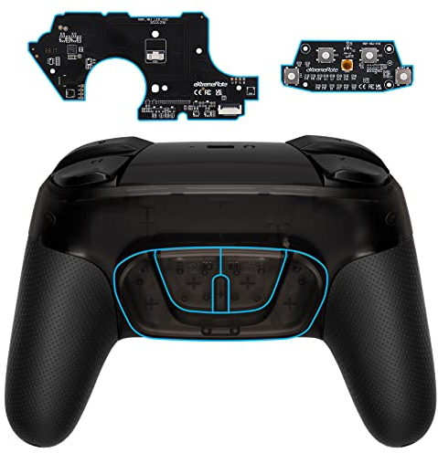 eXtremeRate RISE4 Remap Kit pour Nintendo Switch Pro Manette, 4 Palette avec Coque Arrière Redessinée Noir Transparent pour Switch Pro Controller - Pas Une Manette