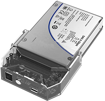 ISHEEP Carcasa de Disco Duro móvil de 2,5 Pulgadas, Adaptador SAS a USB 3.1, para Disco Duro 2.5 SATA/SAS con Lector, Type-C 5Gbps.K108SAS