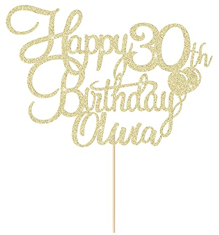 Cake Topper Personalised Birthday Cake Topper Cake Decor Glitter Cake Toppers with Any Name Age 1st 10th 16th 18th 20th 21st 30th 40th 50th 60th 70th 80th (Champagne Gold)