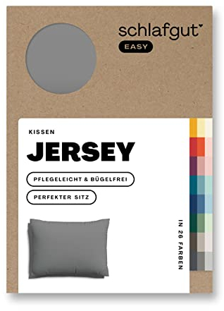 Schlafgut Easy Jersey Kissenbezug 40x60 cm Grey Mid mit 100% Baumwolle, superweicher & atmungsaktiver Kopfkissenbezug