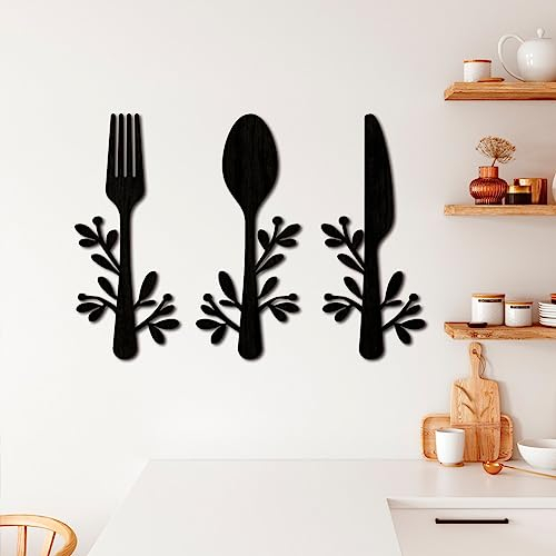 3 Set Di Decorazioni Per Pareti Kitchen Posate Decorative Da Parete In Legno Cucchiaio, Forchetta, Coltello, Cartello Da Cucina In Legno Arte Parete Della Cucina Decorazione Cucina Decorazioni ( Color