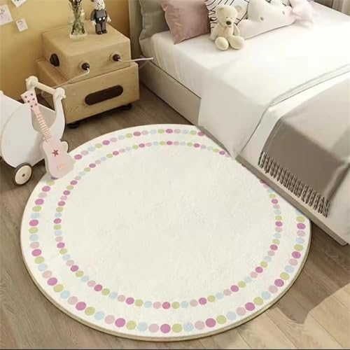 CULASIGN Regenbogen Kinderteppich Rund Waschbare rutschfest Babyteppich Kurzflor Spielteppich Groß Kinderteppiche Runden Teppiche Flauschige Matte Kinder Schutzmatten Kindermatte (#1,80x80cm)