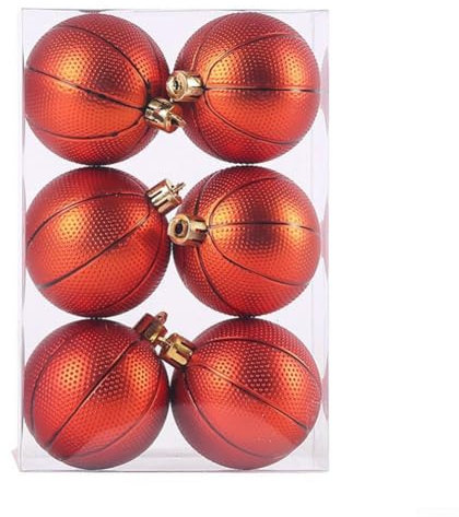 Weihnachtskugeln, 6 Stück Weihnachtskugel, Mini-Fußball, Basketball, Baseball, Weihnachtsbaumschmuck, 6 cm, bruchsichere hängende Kugeln, Kugeln, Anhänger, Party, Heimdekoration (Basketball)