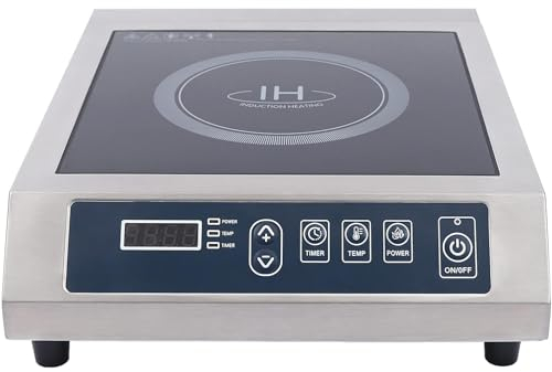 Amhuui Brûleur Comptoir Commercial,Table Cuisson À Induction Portable Professionnelle,Brûleur À Induction À Boîtier En Acier Inoxydable 1800w Écrans Tactiles Et Led À Capteur Et Indicateurs Pour