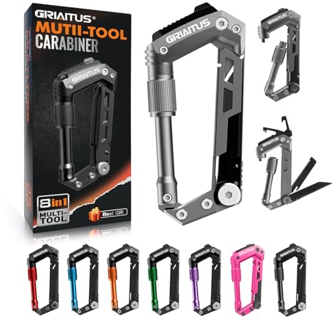 Regalo Uomo Festa del Papa Idee Regalo Moschettone Portachiavi 8en1 Multitool Moschettoni Attrezzo Multifunzione con Apribottiglie Righello Sega Cacciavite Regalo Papà