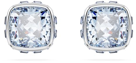 Swarovski Birthstone Ohrstecker März, Blaue und Rhodinierte Ohrringe mit Strahlenden Swarovski Kristallen