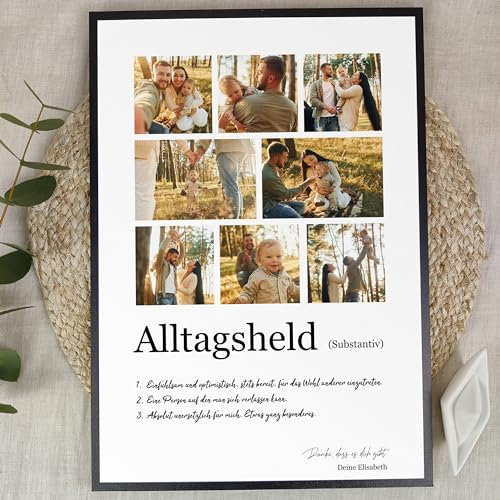 Elbeffekt Alltagsheld Geschenk Weihnachten - Personalisiertes Fotogeschenk auf Holz - Geschenk Alltagsheld, Alltagsheld Geschenk Geburtstag, Geschenk Alltagsheld Weihnachten, 8 Bilder