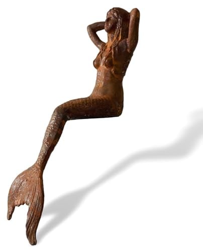 aubaho Eisenfigur Nixe Meerjungfrau Skulptur Garten Akt Erotik 46cm Rost Antik-Stil